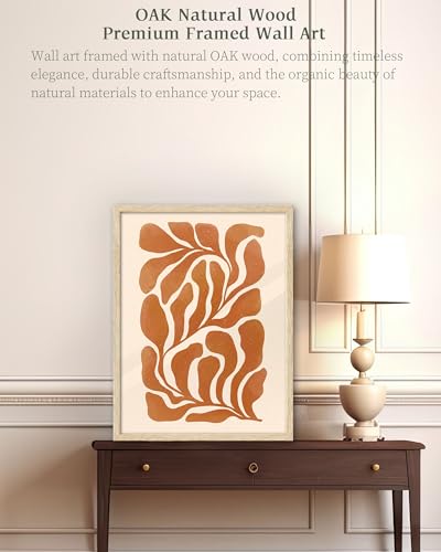 iHery 12x16in Natural OAK Wood Framed Burnt Orange Botanical Wall Art - color: OAK Framed Orange Flower, size: 16"L x 12"W