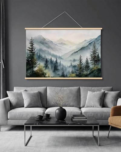 HUARCEY Extra Large Mountain Canvas Wall Art Nature Scenery Picture 36x54In - color: Misty Mountains, size: 54"L x 36"W