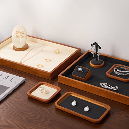Oirlv Solid Wood Jewelry Tray,Jewelry Drawer Organizer,Watch Tray(Cream) - color: Creamy-white flat tray
