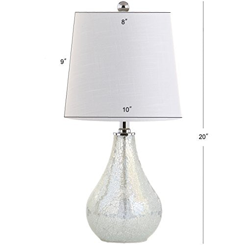 JONATHAN Y Mona Coastal Mini LED Table Lamp 20" Bedside, Mosaic White - color: White