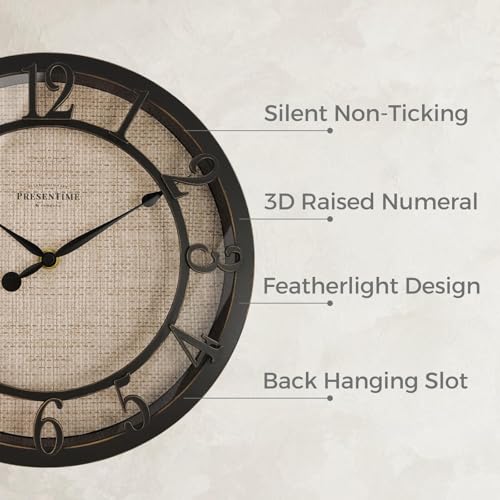 Presentime 10" Farmhouse Series Wall Clock - color: Oil Rubbed Antique Bronze, size: 10 inch