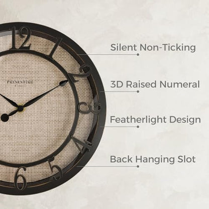 Presentime 10" Farmhouse Series Wall Clock - color: Oil Rubbed Antique Bronze, size: 10 inch
