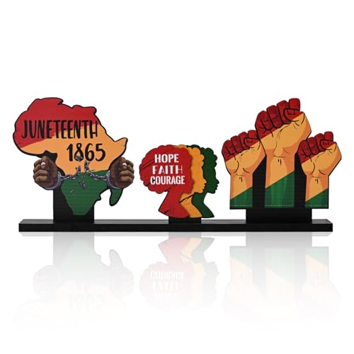 Smile Juneteenth Wooden Decor, Hope Faith Courage Desktop Signs Black History Month Black Pride Gifts - style: Juneteenth