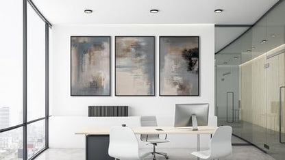 Large Framed Canvas Wall Art, Modern Grey Abstract Prints, 20"x28"x3 - color: grey, size: 20" X 28" X 3pcs Framed