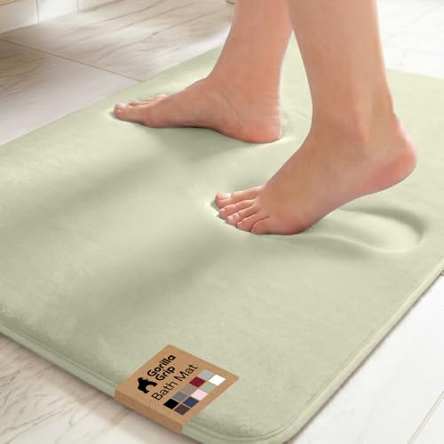 GORILLA GRIP® Memory Foam Bath Rug for Bathroom, 24x17 Sage - color: Sage, size: 24" X 17"