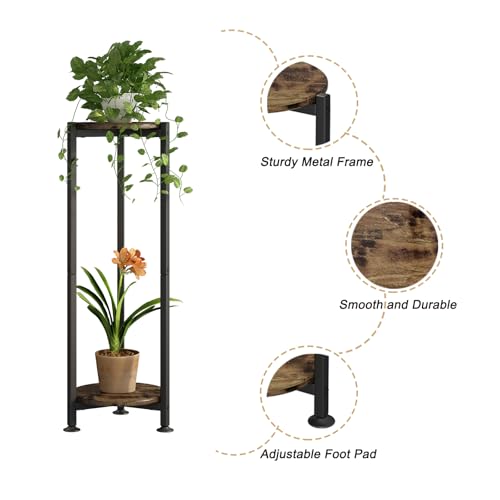 2 Tier Plant Stand Indoor Corner Tall Round Shape Plant Shelf