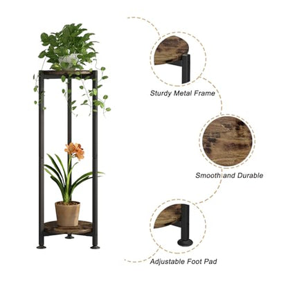 2 Tier Plant Stand Indoor Corner Tall Round Shape Plant Shelf