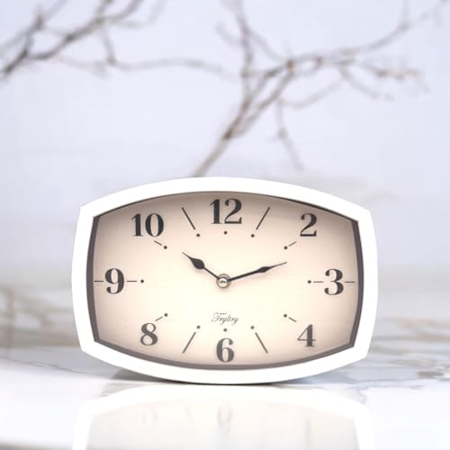 Small Wall Clock Silent Retro Rectangular Clock White Rectangle - color: White
