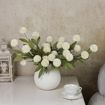 VIERENA 6 Pcs 27" Artificial Pompon Mum Silk Flower Stems for Vase (Cream) - color: Cream