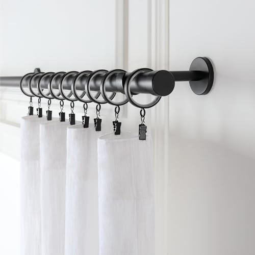 Cambria Designer 2" Satin Black Quiet Glide Curtain Rings 18 Pack - color: Satin Black, size: Large 2 in