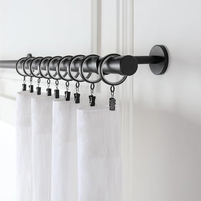 Cambria Designer 2" Satin Black Quiet Glide Curtain Rings 18 Pack - color: Satin Black, size: Large 2 in