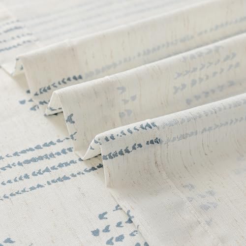 Blue Linen Boho Curtains 96 Inch Farmhouse Grommet Top 2 Panels - color: Boho | Blue, size: 52"W x 96"L (Pack of 2)