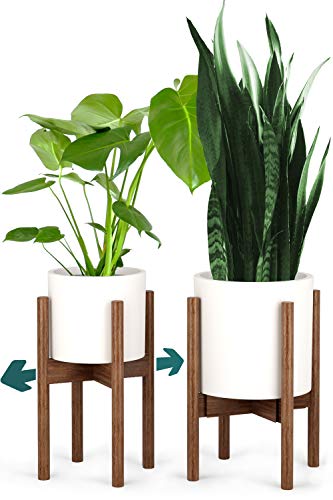 Fox & Fern Large Adjustable Plant Stand Indoor, Bamboo Stand, 8 - 12 Inch - color: Polished Bamboo, size: 8 - 12 Inch