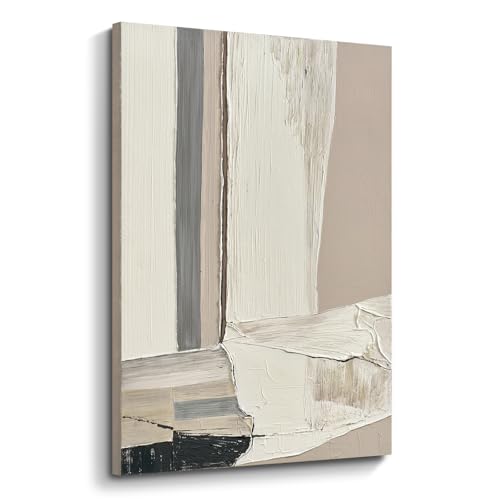 Modern Abstract Neutral Canvas Wall Art, Textured Painting for Living Room - color: Modern, size: 24"L x 36"W