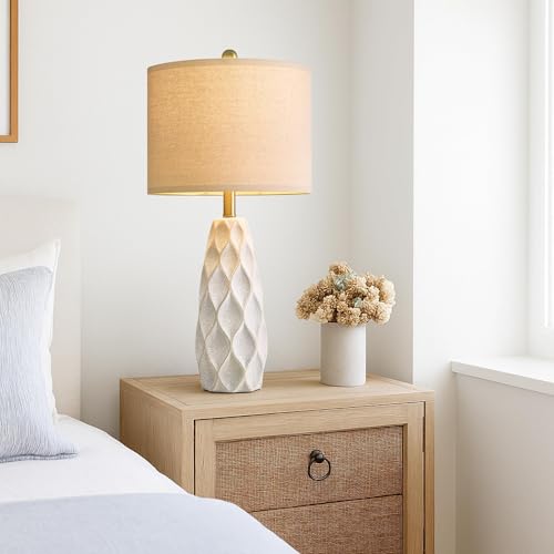 27.5" Ceramic Table Lamps for Living Room Bedroom Lamps Set of 2 Modern - color: White, size: Large - 27.5’‘