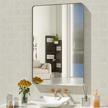 WEER Bathroom Vanity Mirror Brushed Nickel 24X36 Inch - color: Brushed Nickel, size: 24"L x 36"W