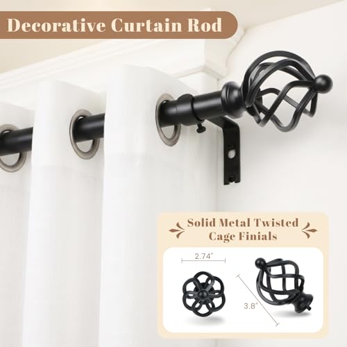 1" Farmhouse Heavy Duty Curtain Rods for Windows,Adjust 36-88",Black - color: Matte Black, size: 36-88 Inch & 1 Pack