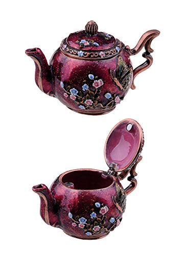 Purple Teapot Trinket Box Jewelry Box Hand Painted Decorative Box with Hinged Lid Ring Earring Holder Table Figurine Collectible - color: Purple Teapot