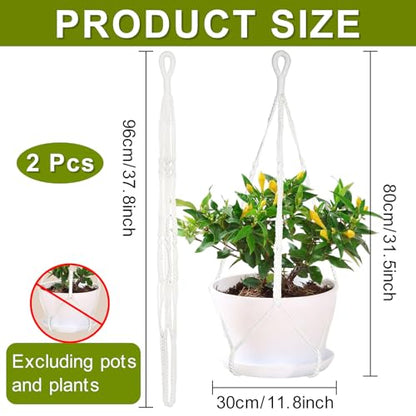 2 Pack Macrame Plant Hanger Large, 37.8 Inch Plant Hanger Indoor Outdoor - size: 38inch