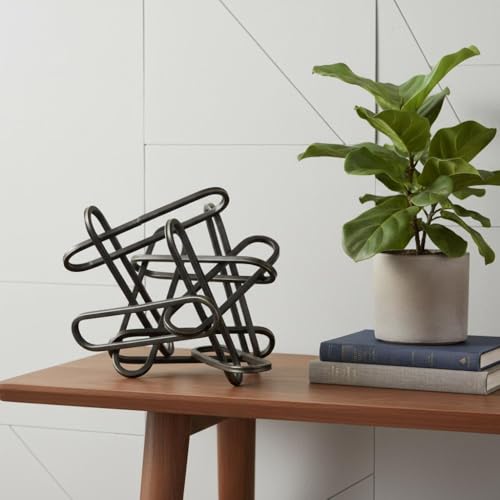 HomeRoots 8" Black Metal Abstract Tabletop Sculpture