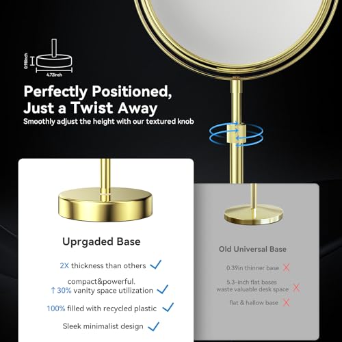 Nicesail Adjustable Tabletop Makeup Mirror Magnified Vanity Gold 10X - color: Gold-10x