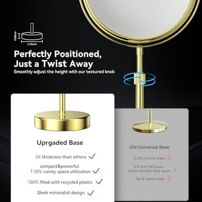 Nicesail Adjustable Tabletop Makeup Mirror Magnified Vanity Gold 10X - color: Gold-10x