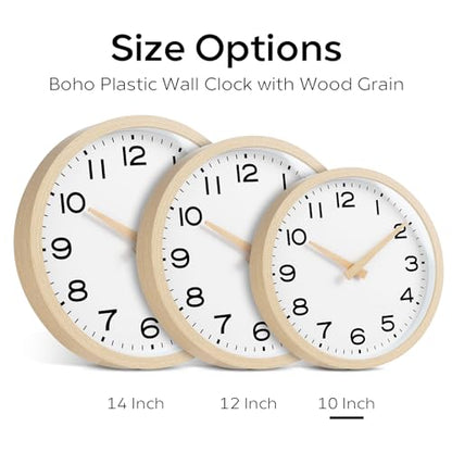 AKCISOT 10 Inch Wall Clock, Silent Battery Operated Analog Clock, Natural - color: D_natural, size: 10 Inch