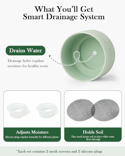 Succulent Pots, 8"+6" Plant Pots, Ceramic Planters for Indoor Plants - color: Green