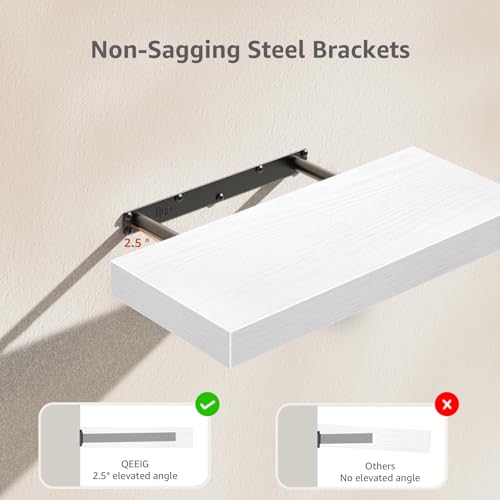 QEEIG Bathroom Floating Shelves for Wall (White, Set of 2, 15.7") - color: C. White, size: 15.7"