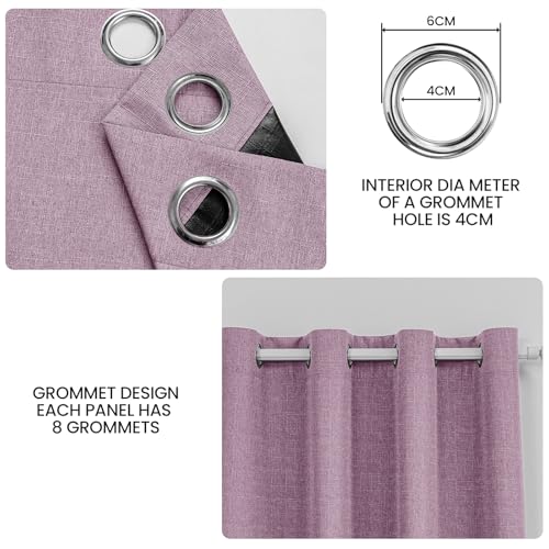 Faux Linen 100% Blackout Curtains, 52" W x 72" L (2 Panels) - color: Light Purple, size: 52"W x 72"L (Pack of 2)