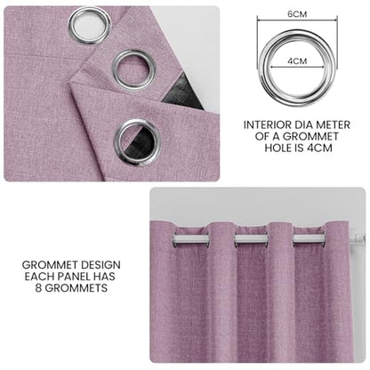 Faux Linen 100% Blackout Curtains, 52" W x 72" L (2 Panels) - color: Light Purple, size: 52"W x 72"L (Pack of 2)