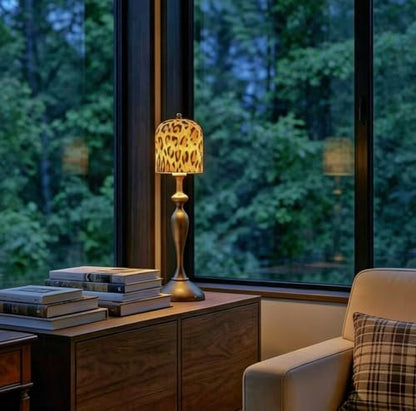 Cheetah Lamp Cordless Table Lamp, Cheetah Print Ceramic Shade