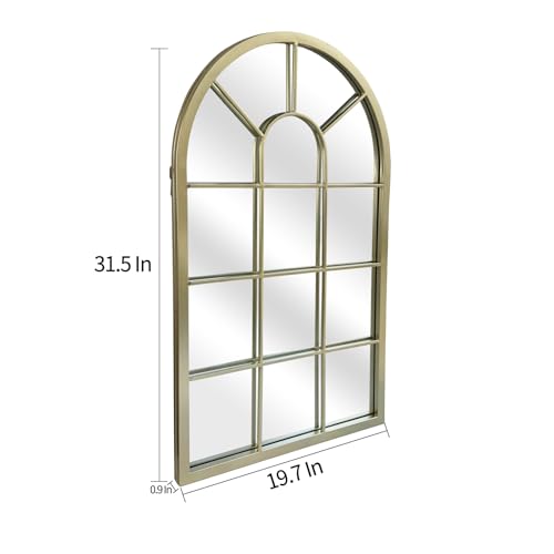 HQiJun Wall Mirror Window Decorative Mirrors Arched Farmhouse for Living Room Bedroom Entryway Bathroom Vanity(Gold,31.5” x 20” x 1”) - color: Gold, size: 31.5"L x 20"W