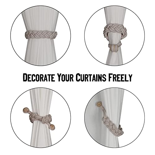 BEL AVENIR Curtain Tiebacks Magnetic 2 Pack Woven Drapery Holdback - color: Blush--2pack