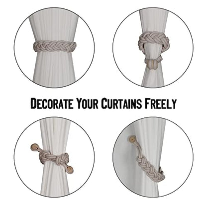 BEL AVENIR Curtain Tiebacks Magnetic 2 Pack Woven Drapery Holdback - color: Blush--2pack