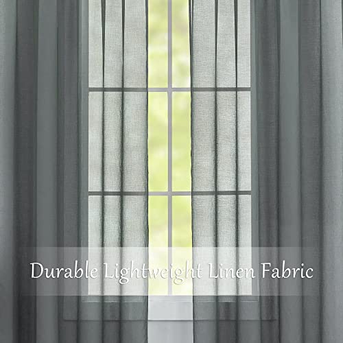 MASWOND 14ft Long Sheer Voile Rod Pocket Curtains, Dark Gray, 50"W x 168"L - color: Dark Gray, size: 50"W x 168"L (Pack of 1)