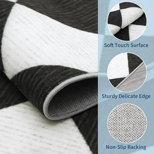GarveeHome Black and White Area Rug 9x12 Living Room Checkered Washable Rug - color: Black/White, size: 9' x 12' (Rectangular)