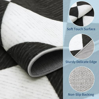 GarveeHome 6x9 Checkered Area Rug Black and White Washable Living Room Rug - color: Black/White, size: 6' x 9' (Rectangular)