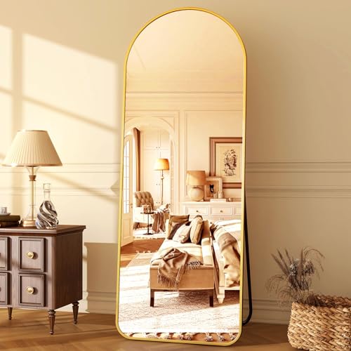 HARRITPURE 64"x21" Arched Full Length Mirror Floor Mirrors - color: Gold Rounded, size: 64"L x 21"W