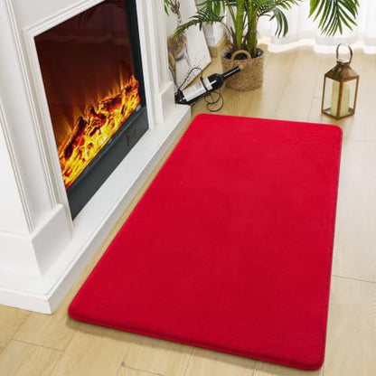 Amearea Modern Washable Runner Rugs, 2x4 Feet Red Bedroom Runner Rug - color: Red, size: 2' x 4' (Runner)