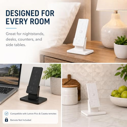 Remote Control Stand Pedestal Compatible with Lutron Pico Remote, Desk and Tabletop Display Holder for Caseta Smart Lighting Remotes, Non-Slip Base, White and Black Options (Black, Quadruple Pedestal) - color: Black, size: Quadruple Pedestal