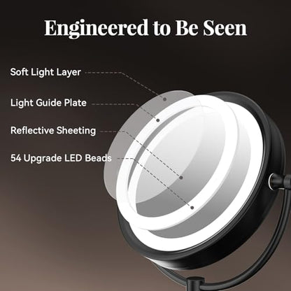 GURUN 8.5" LED Tabletop Makeup Mirror Dimmable Double Sided Bronze 10x - color: Bronze 10x