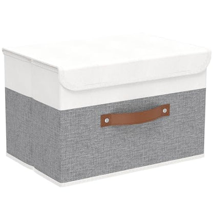 Yawinhe Storage Bins with Lids,White/Grey,17.7x11.8x11.8in,1-Pack - color: White/Grey, size: XL/(1 Pack)