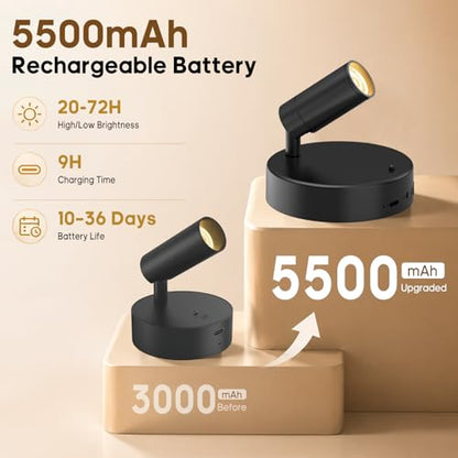 Spotlights Indoor with Remote, 5500Mah Rechargeable Picture Lights on Wall - color: Black-5500mAh