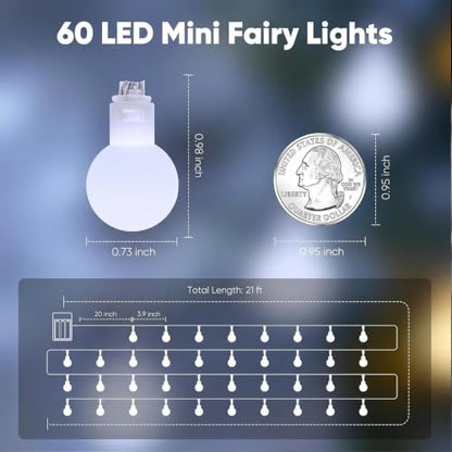 Minetom Battery Operated String Lights, Total 120 LEDs Classroom Lights - color: Pure White, size: 2 Pack