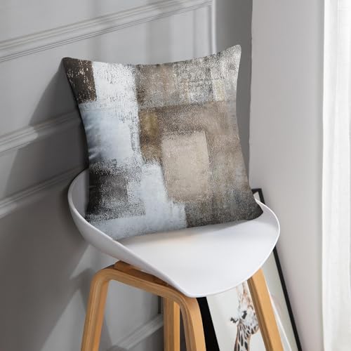 Britimes Throw Pillow Covers Set of 2, 18 x 18 Inch, Beige Grey Brown - color: Grey Brown, size: 18" x 18" (Pack of 2)