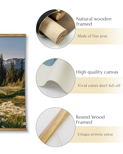 VIYYIEA Extra Large Canvas Wall Art - Mountain Scroll Painting, 36x54 Inch - color: Evening in the Mount Rainier Range