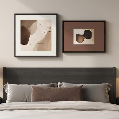 Framed Neutral Abstract Modern Brown Wall Art Bedroom, 24x24 & 24x18 Inch - color: Beige Brown, size: 24" W x 24" H x 1 Pcs + 24" W x 18" H x 1 Pcs