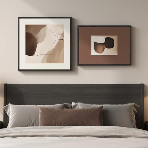 Framed Neutral Abstract Modern Brown Wall Art Bedroom, 24x24 & 24x18 Inch - color: Beige Brown, size: 24" W x 24" H x 1 Pcs + 24" W x 18" H x 1 Pcs