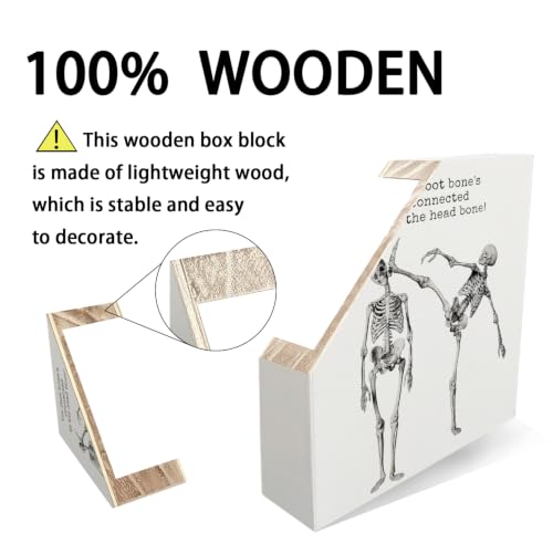 Spooky Halloween Skeleton Anatomy Wooden Box Sign Desk Decor - color: Skeleton Anatomy